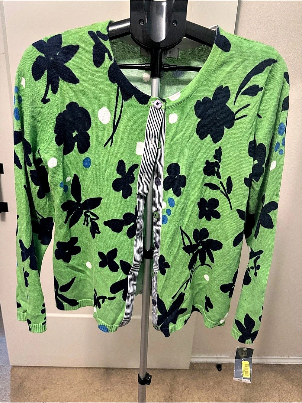 Napa Valley Floral Cardigan Newport Citron Floral Cotton Green & Navy NWT